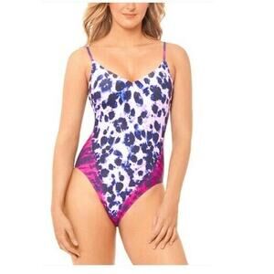 Salt+Cove Juniors Leopard Tie Dye Print Swimsuit One Piece Bright Pnk XS $40 NWT